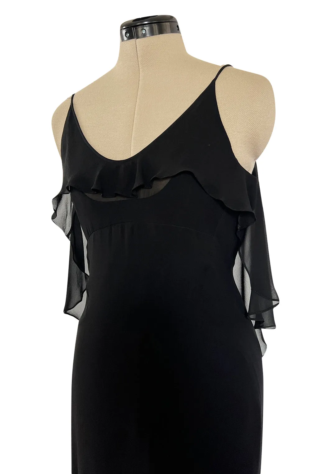 Spring 2004 Yves Saint Laurent by Tom Ford Black Silk Chiffon Dress
