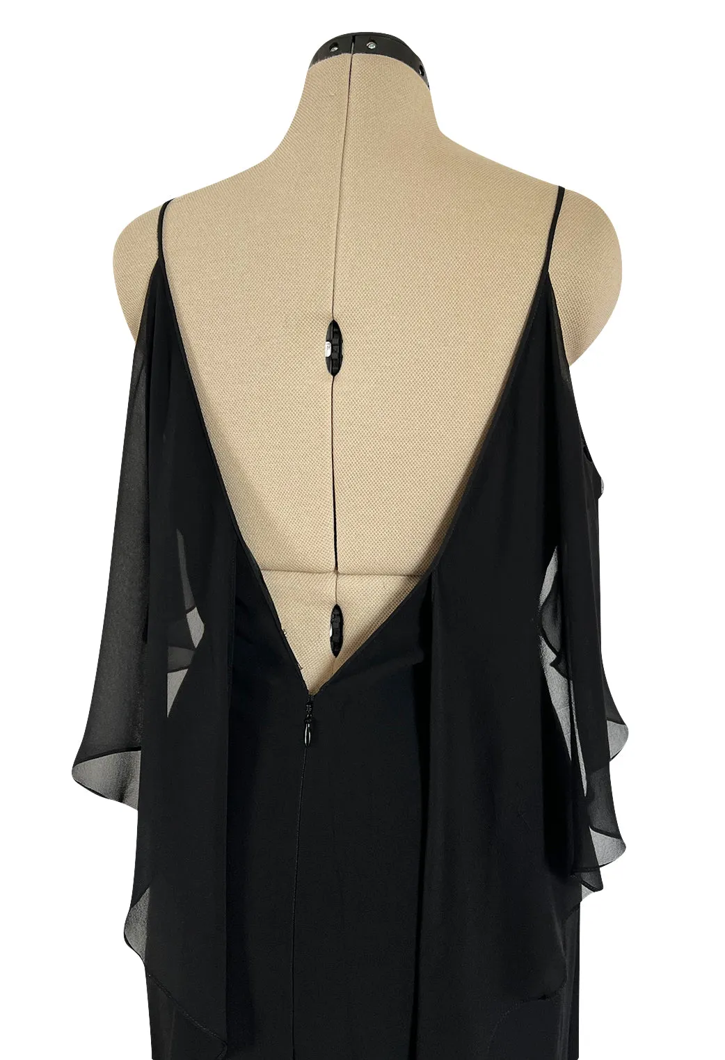 Spring 2004 Yves Saint Laurent by Tom Ford Black Silk Chiffon Dress