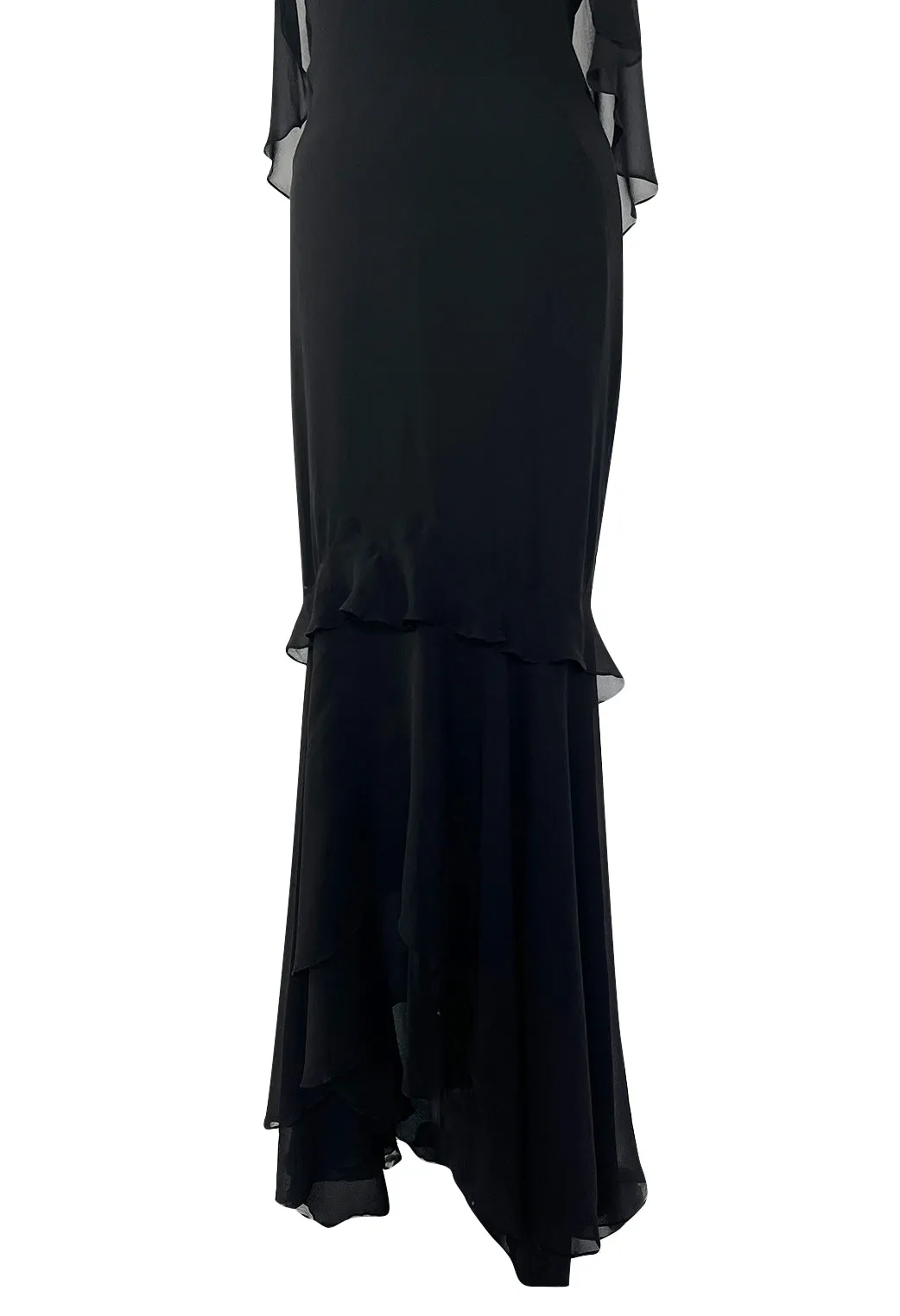 Spring 2004 Yves Saint Laurent by Tom Ford Black Silk Chiffon Dress