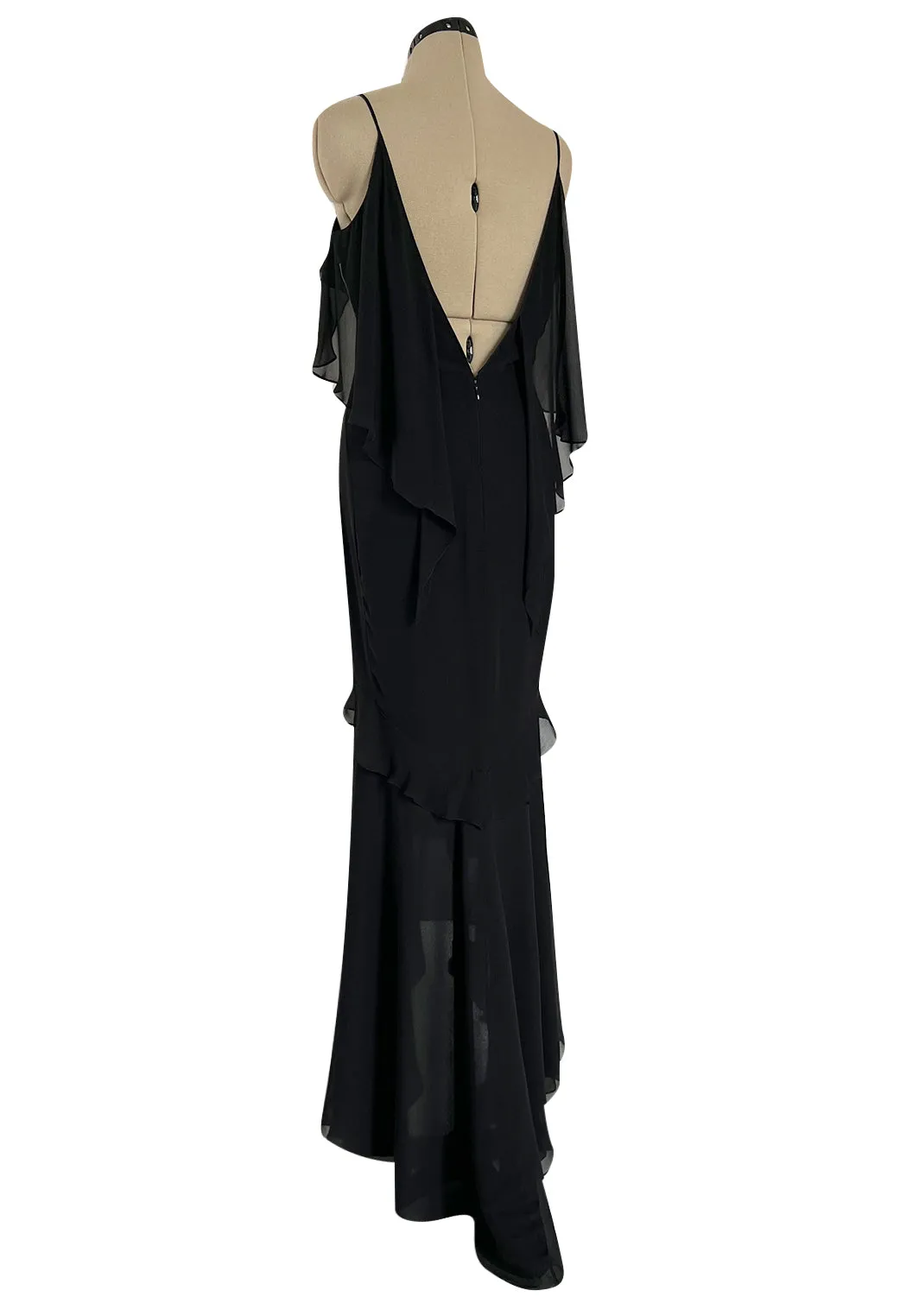 Spring 2004 Yves Saint Laurent by Tom Ford Black Silk Chiffon Dress