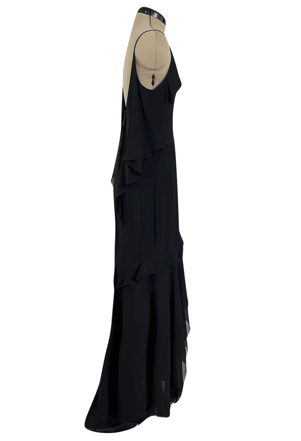 Spring 2004 Yves Saint Laurent by Tom Ford Black Silk Chiffon Dress