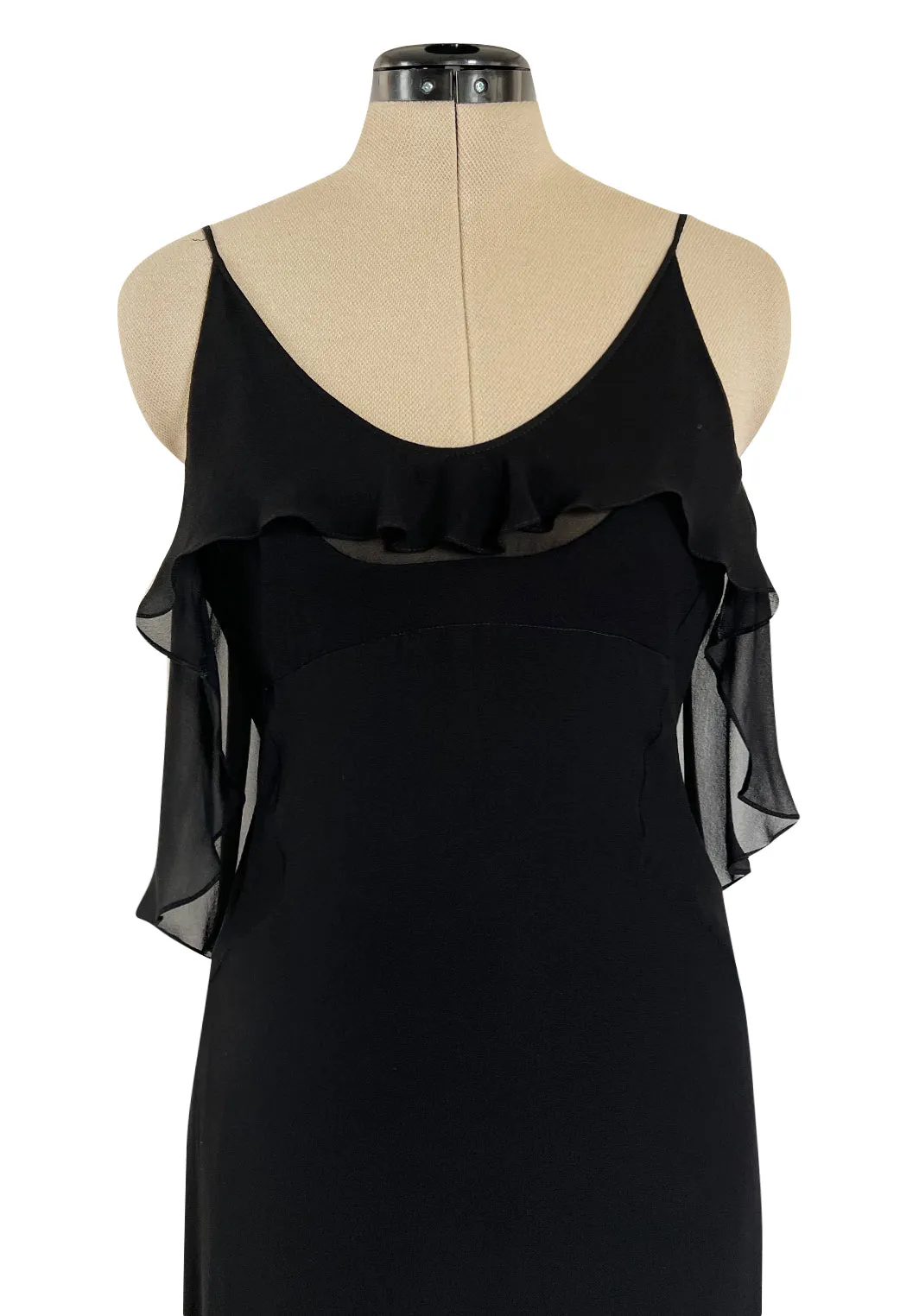 Spring 2004 Yves Saint Laurent by Tom Ford Black Silk Chiffon Dress