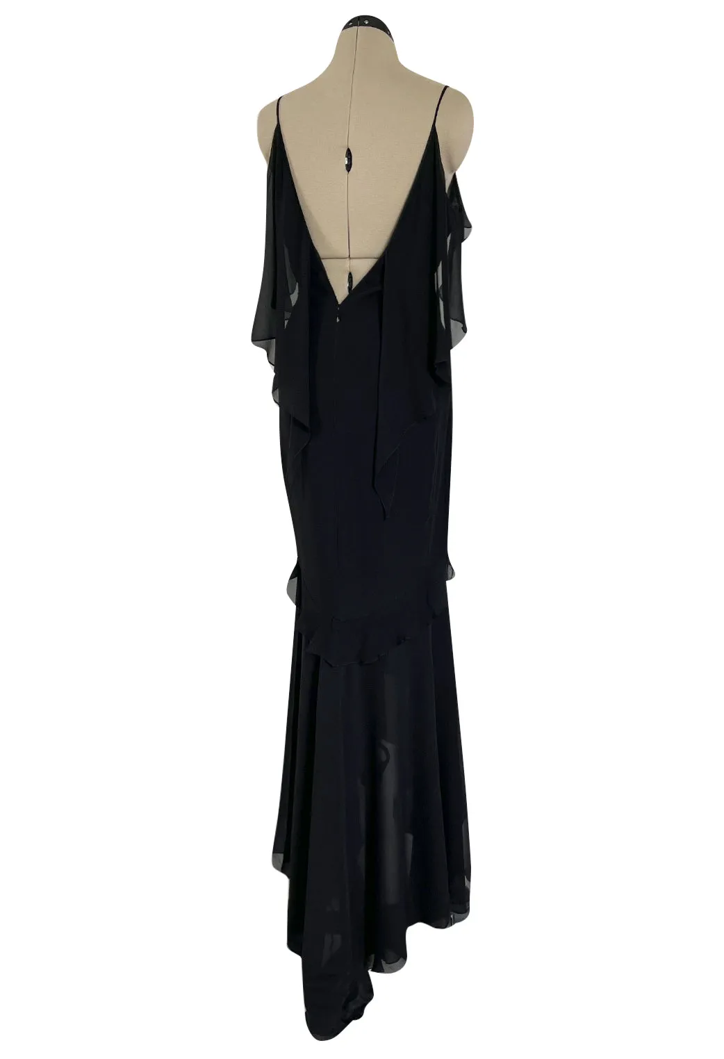 Spring 2004 Yves Saint Laurent by Tom Ford Black Silk Chiffon Dress