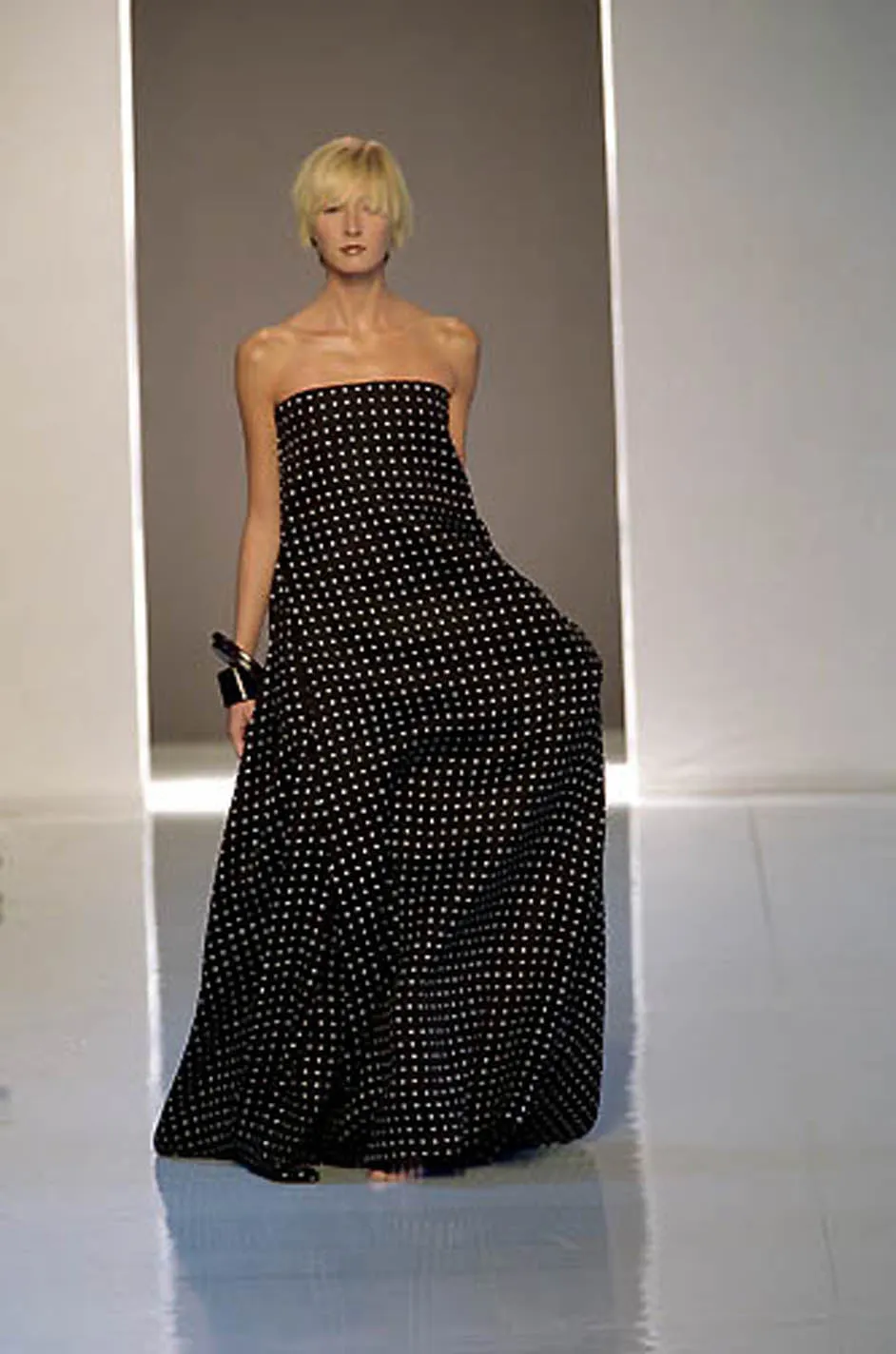 S/S 2000 Yves Saint Laurent by Alber Elbaz Black & White Strapless Dress