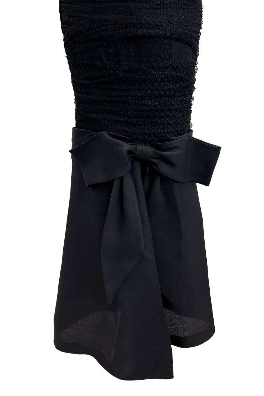 Stunning Spring 1987 Yves Saint Laurent Ad Campaign Silk & Gathered Black Net Strapless Dress