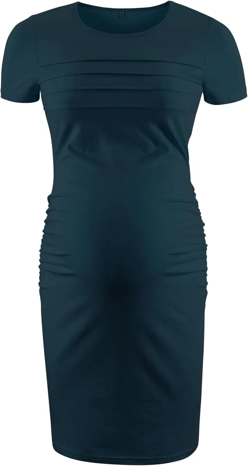 Summer Short Sleeve Maternity Dress Ruched Side Bodycon Causal Baby Shower Dresses