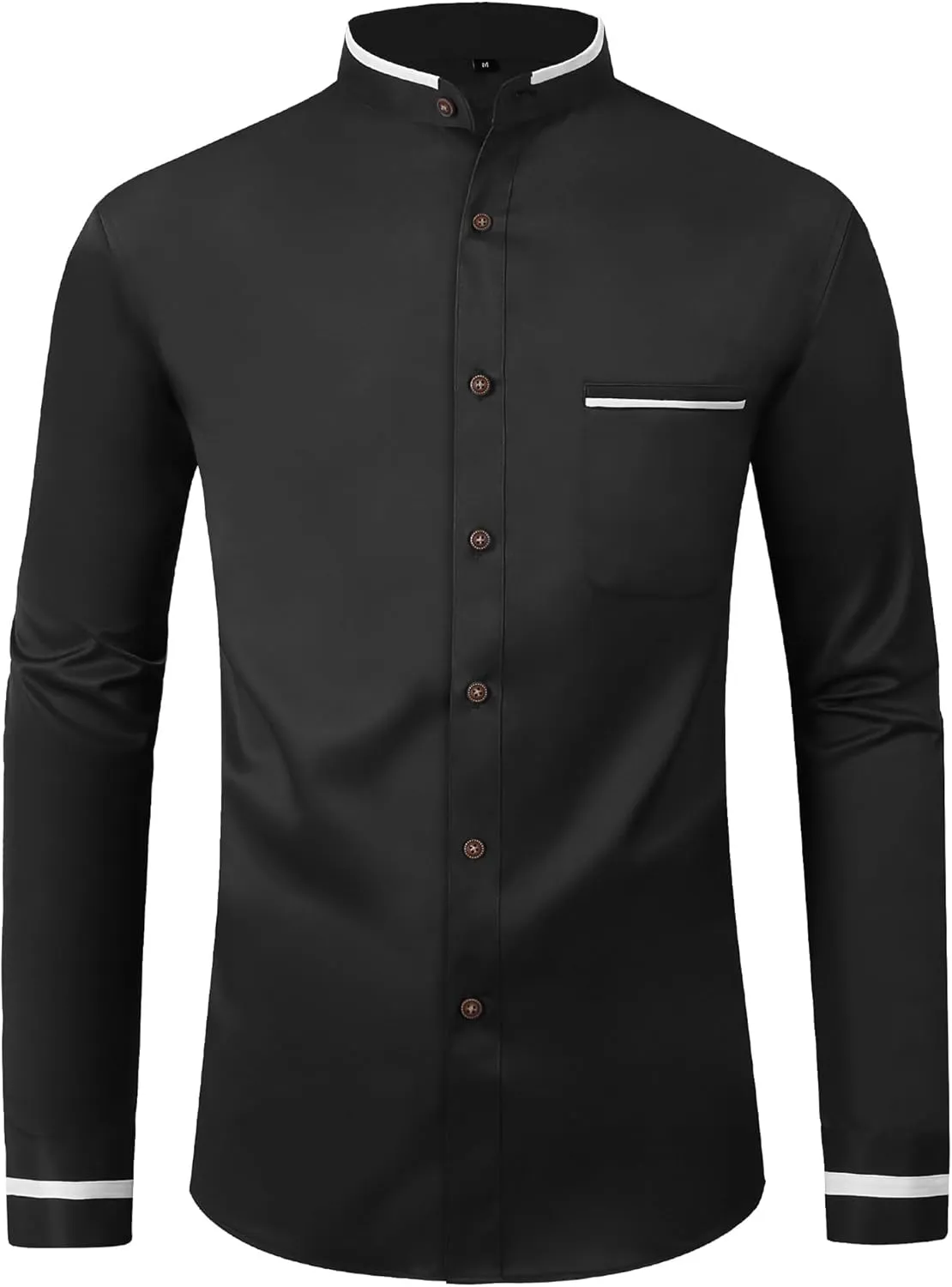 SWISSWELL Mandarin Collar Dress Shirt for Men Clergy Shirt Collarless Button Down Business Casual Shirts
