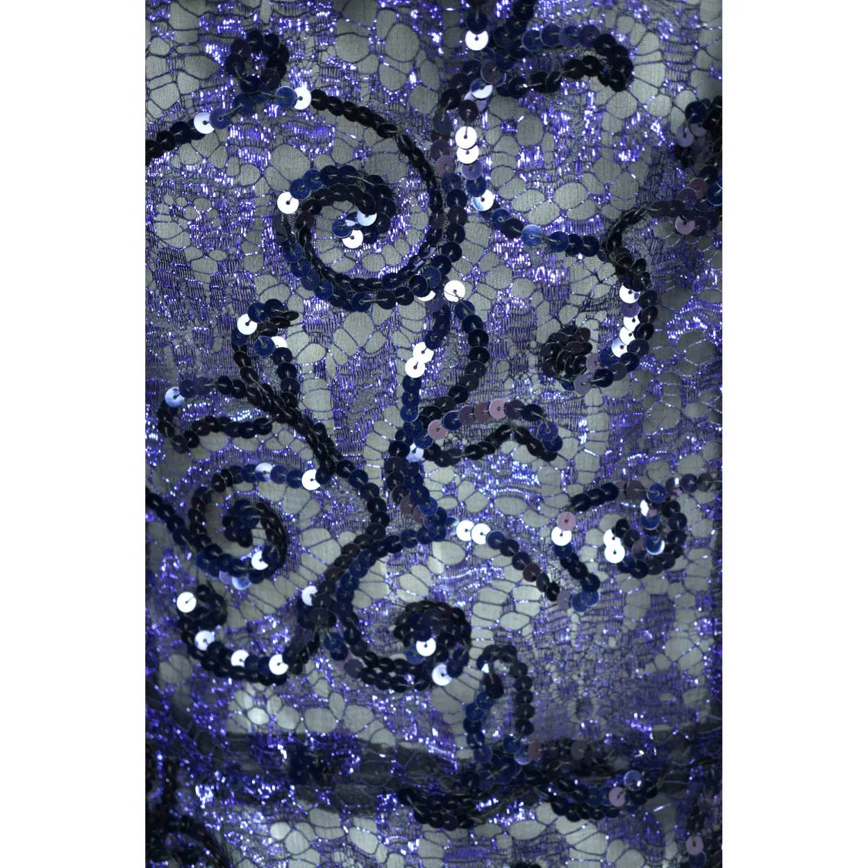Vintage 1980s Yves Saint Laurent Violet Blue Sequin Lace Party Dress Size M