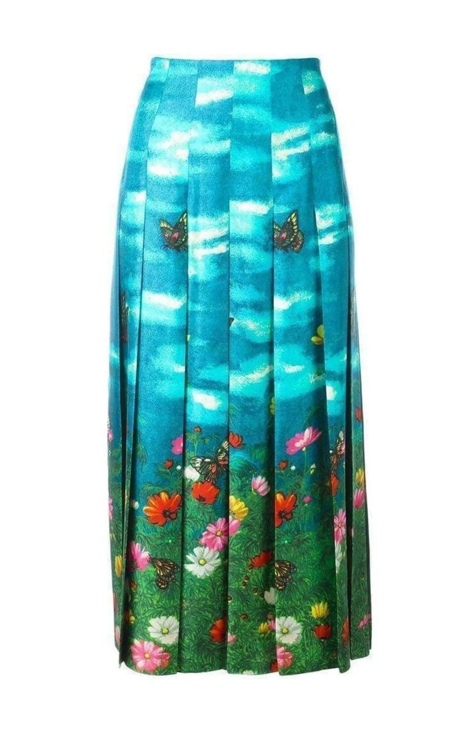 Vita Garden Pleated Silk Skirt