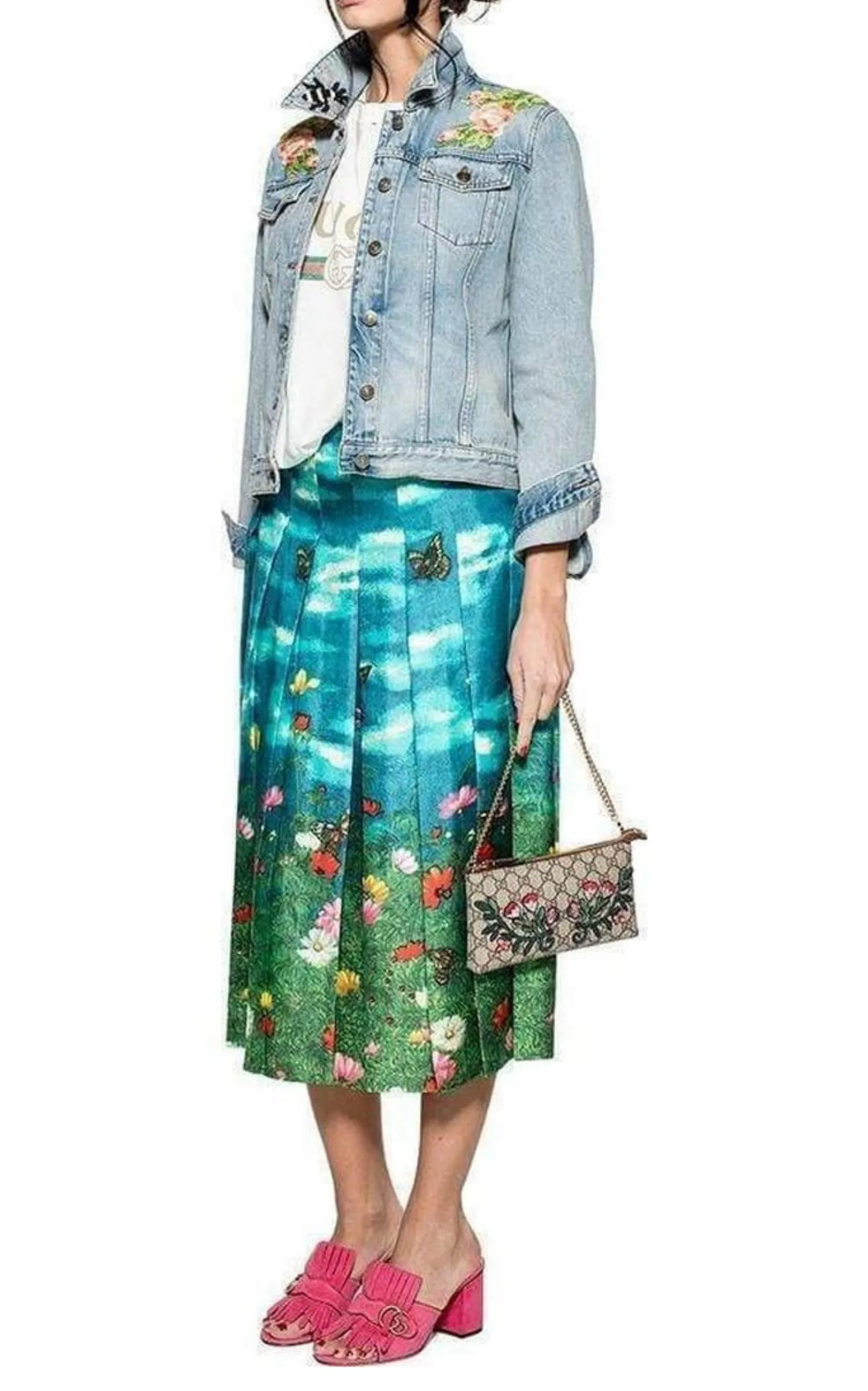 Vita Garden Pleated Silk Skirt