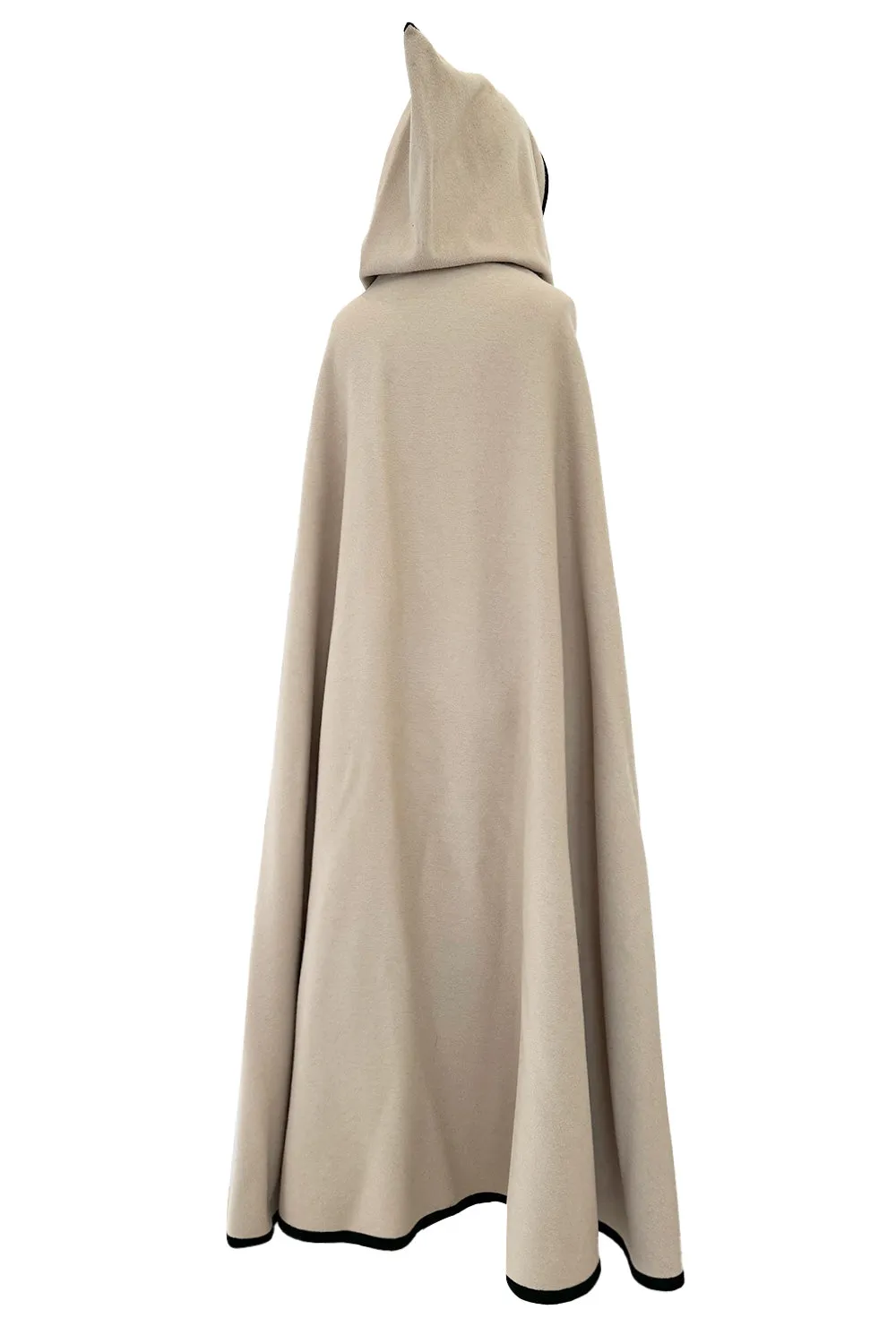 Well Documented Fall 1976 Yves Saint Laurent Hooded Cape w Braided Edges & Tassel Details