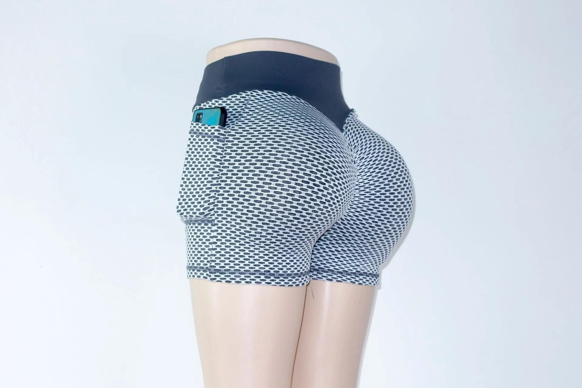 Women Yoga fitness honeycomb pocket high waist sexy hip-lifting breathable shorts