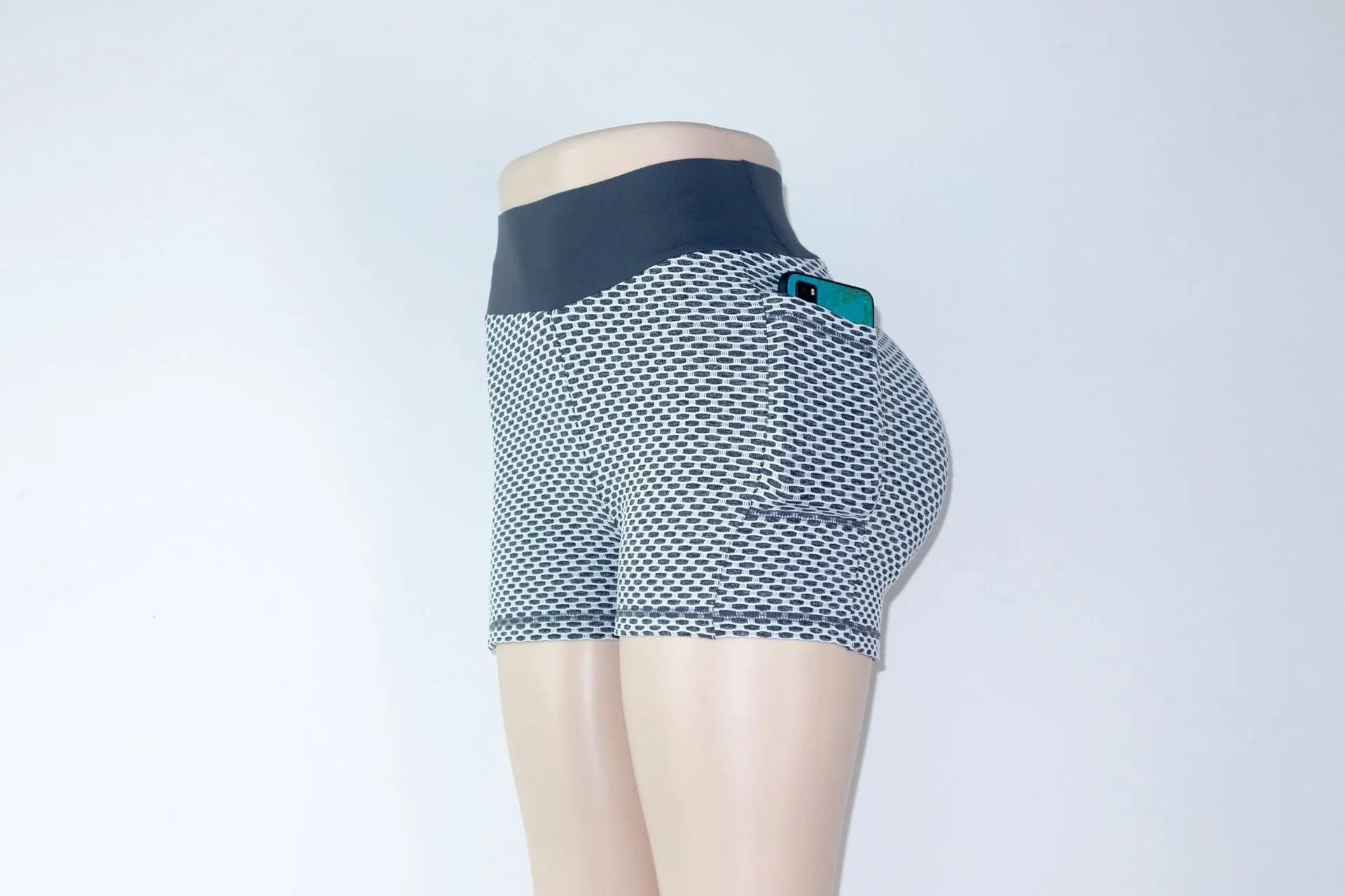 Women Yoga fitness honeycomb pocket high waist sexy hip-lifting breathable shorts