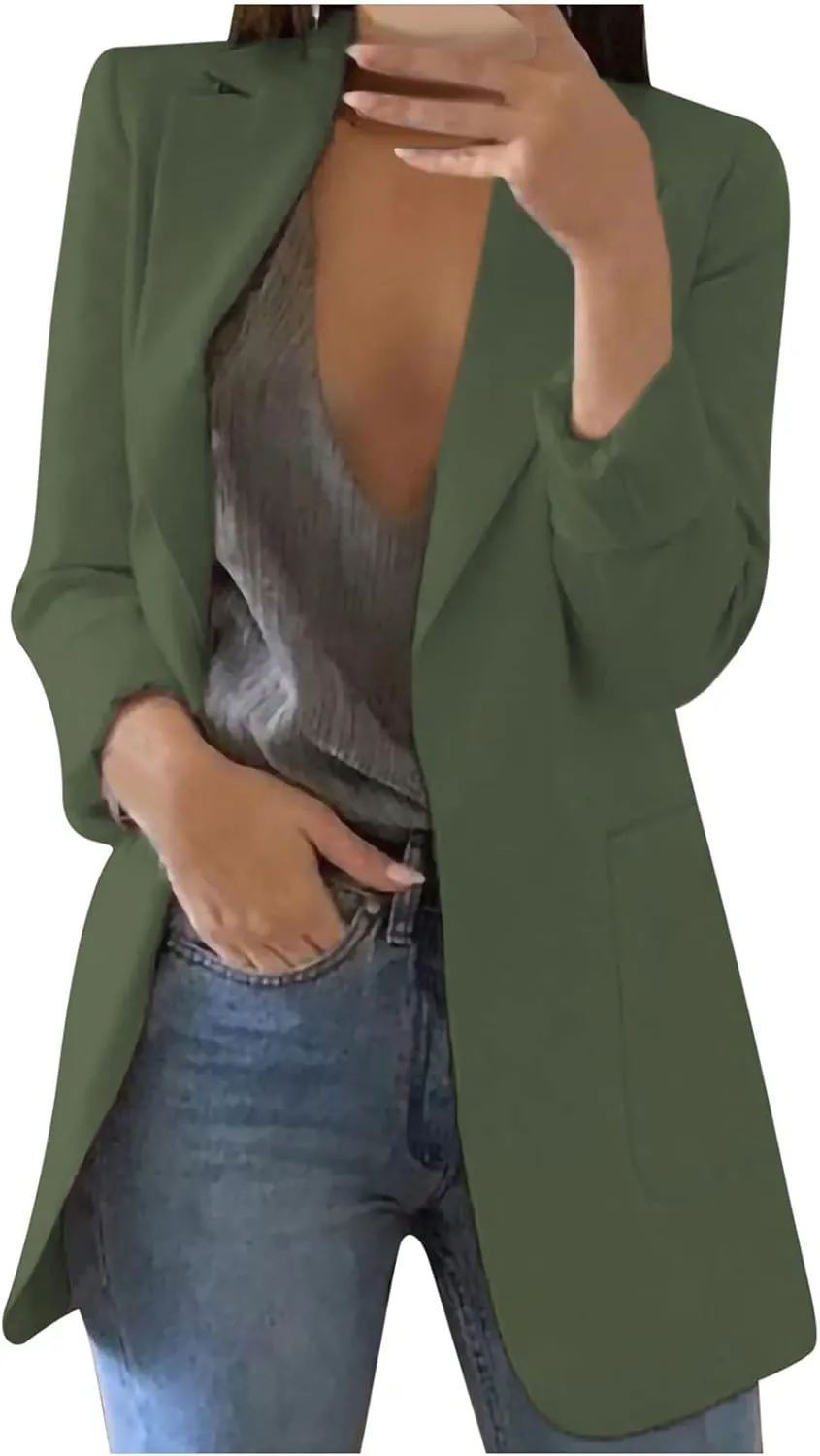 Womens Casual Blazers Lightweight Blazer Jackets Ladies Plus Size Open Front Outwear Cardigans Long Sleeve Work Office Jacket