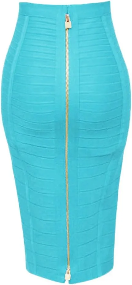 Women's High Waist Elastic Rayon Bandage Pencil Skirt
