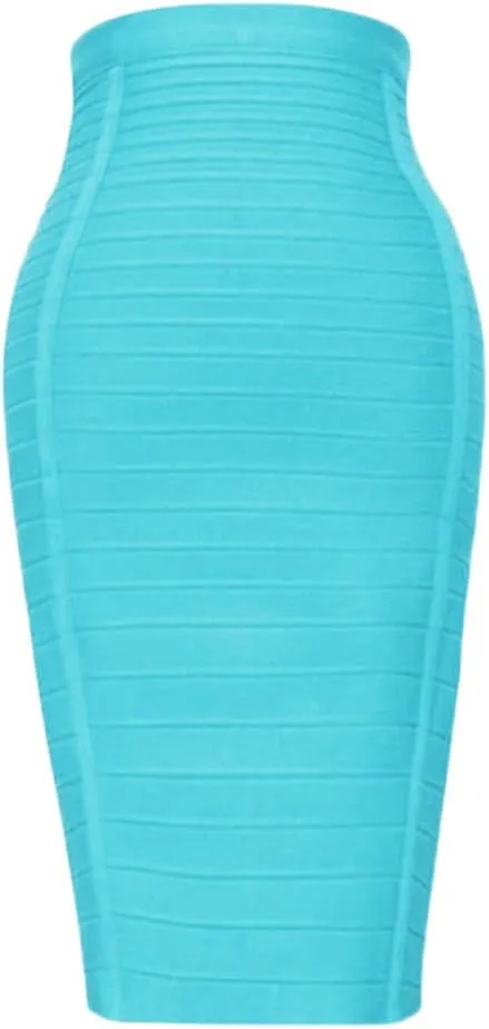 Women's High Waist Elastic Rayon Bandage Pencil Skirt