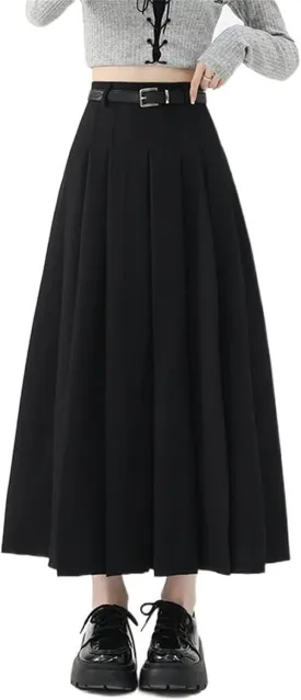 Women's High-Waisted Wool Skirt, A-Line, Retro Plaid, Fall and Winter