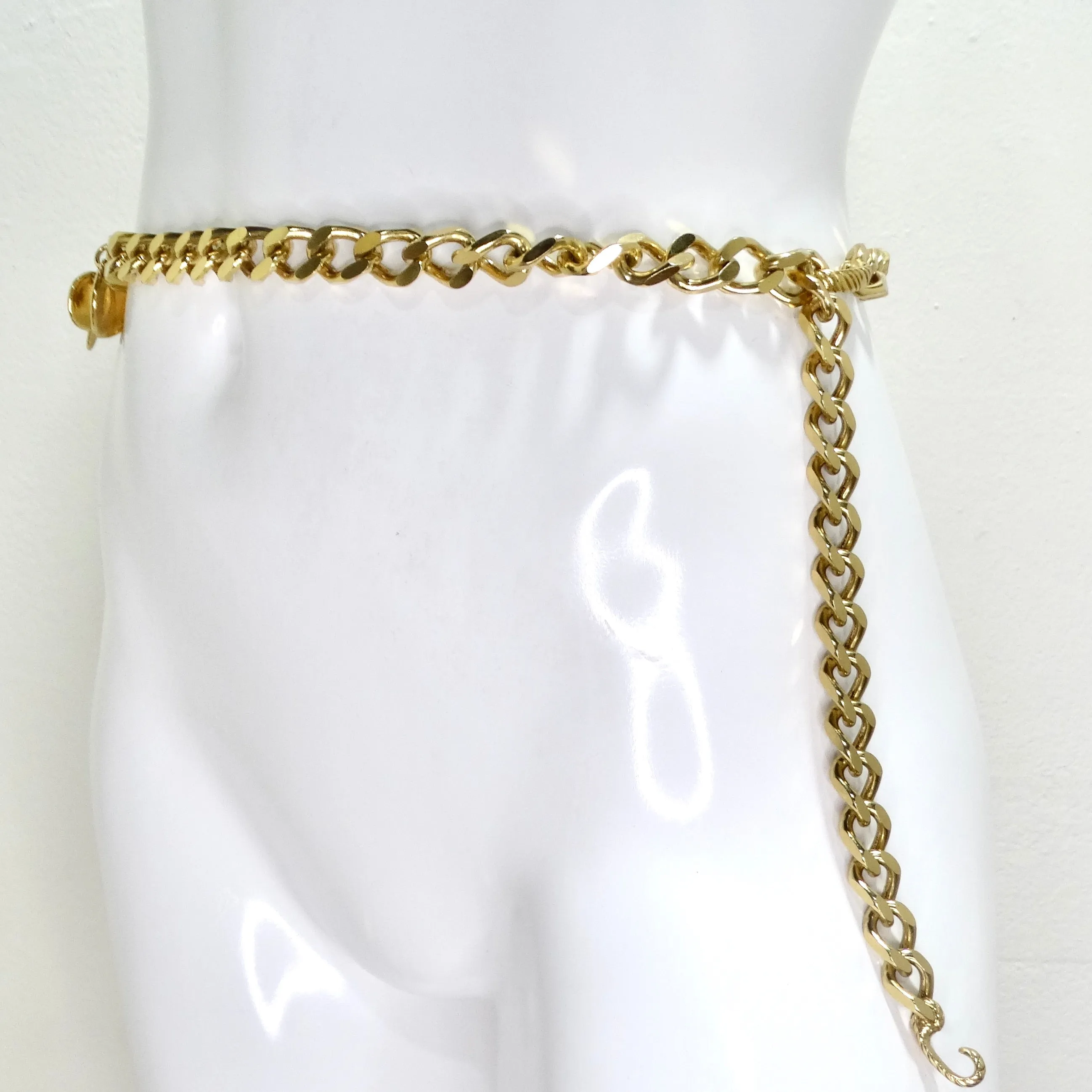 Yves Saint Laurent 1990s Gold Tone Charm Chain Belt