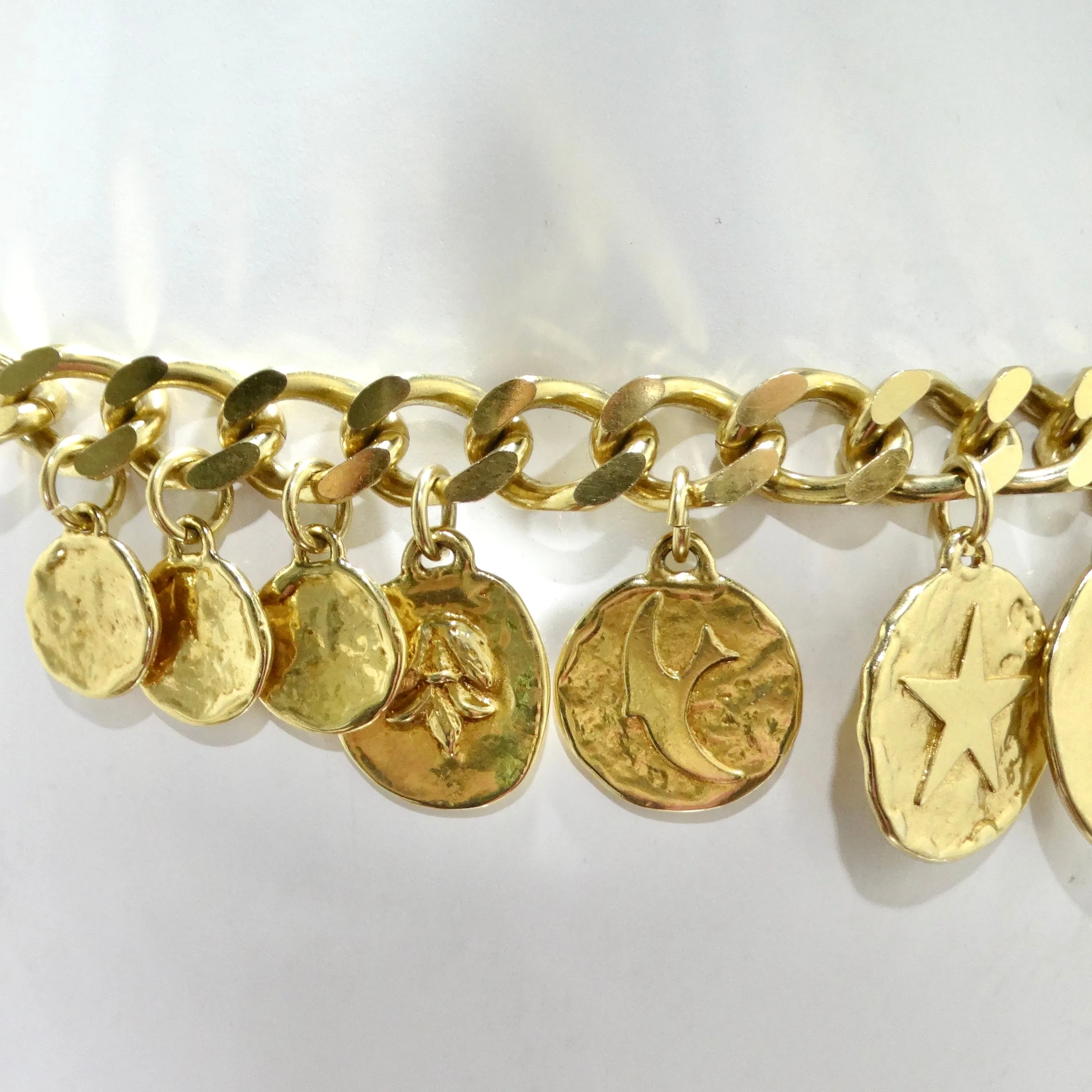Yves Saint Laurent 1990s Gold Tone Charm Chain Belt